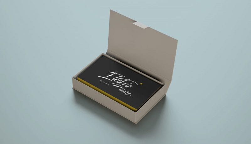 Stack of business cards in the box